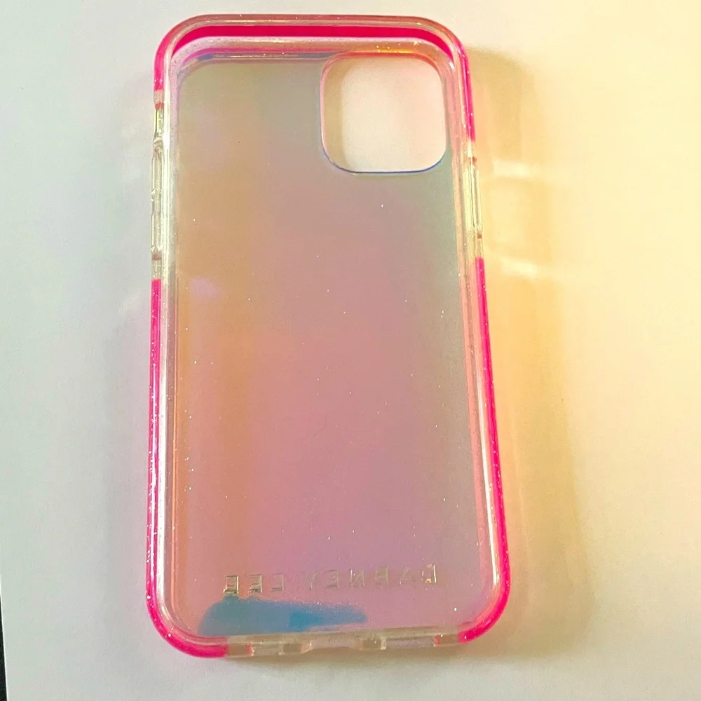 Barney Lee I-Phone 12 Case Clear Glitter Pink Barbiecore Feminine Girly